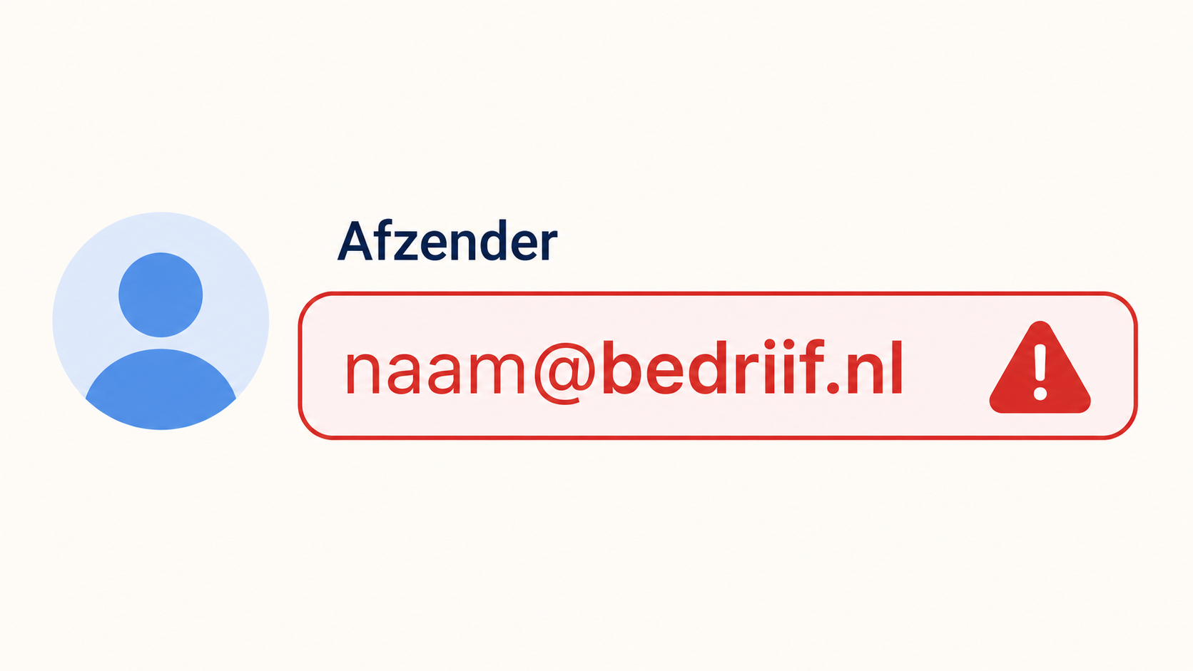 Voorbeeld van een vertrouwde afzendernaam met een verdacht, verkeerd gespeld e-maildomein.
